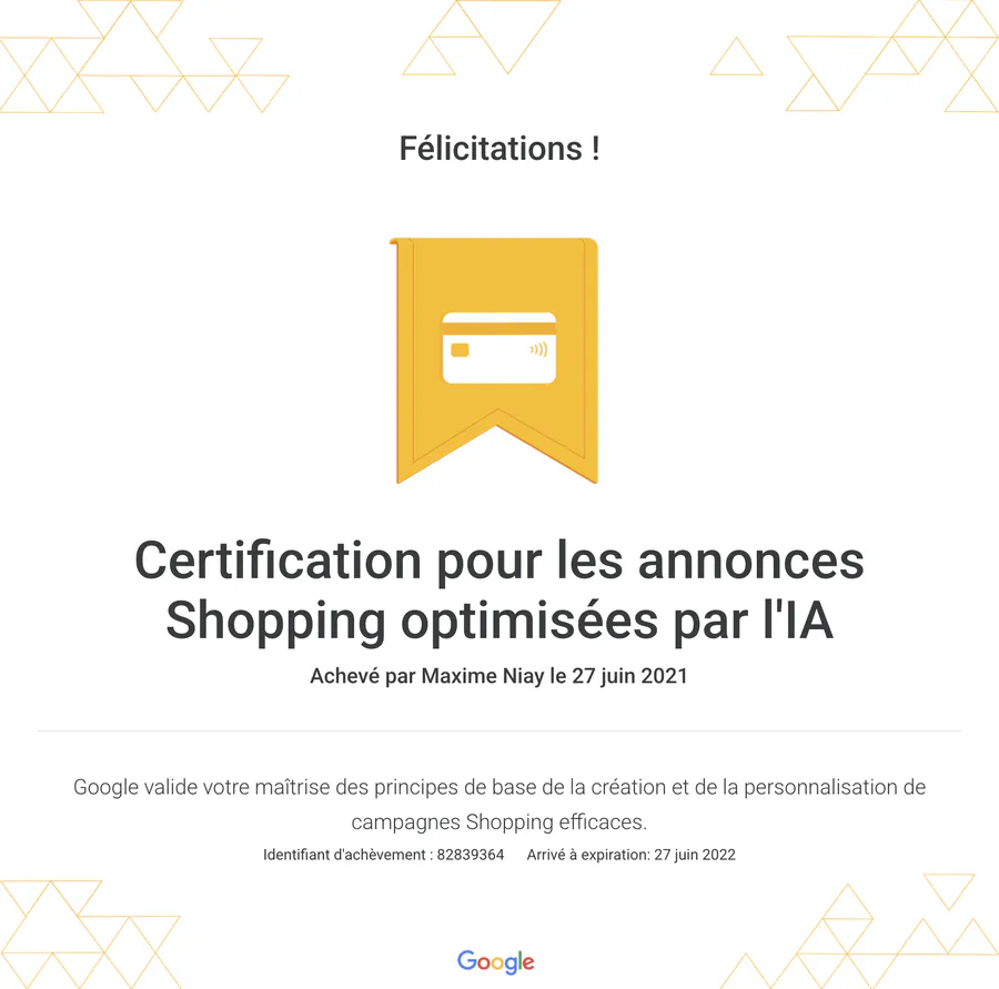 Certification Google Ads pour les annonces Shopping optimisées par l'IA